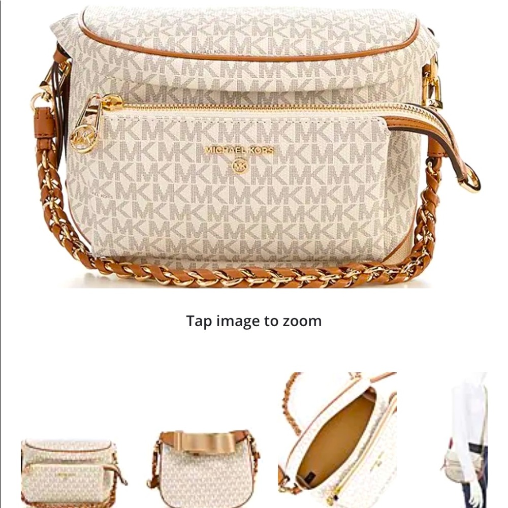 Michael Kors Signature Slater Sling Vanilla/ Acorn